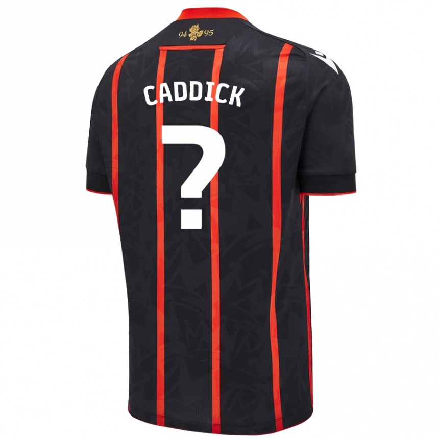 Kids Football Adam Caddick #0 Black Red Away Jersey 2024/25 T-Shirt Nz