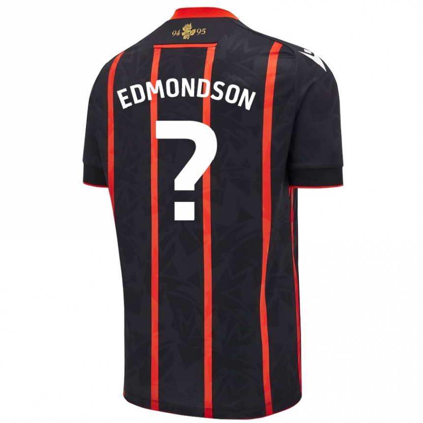 Kids Football Stephen Edmondson #0 Black Red Away Jersey 2024/25 T-Shirt Nz