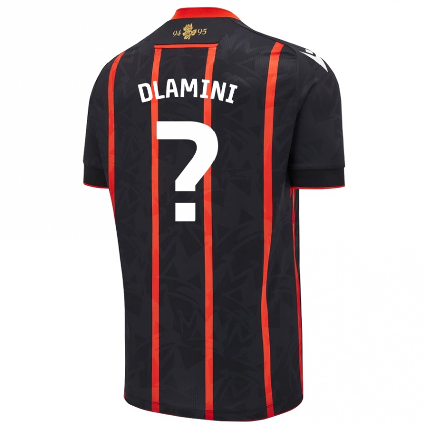 Kids Football Nathan Dlamini #0 Black Red Away Jersey 2024/25 T-Shirt Nz