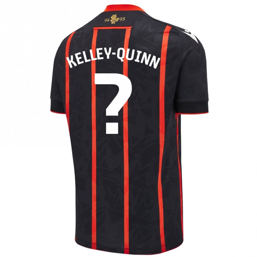 Kids Football Leon Kelley-Quinn #0 Black Red Away Jersey 2024/25 T-Shirt Nz