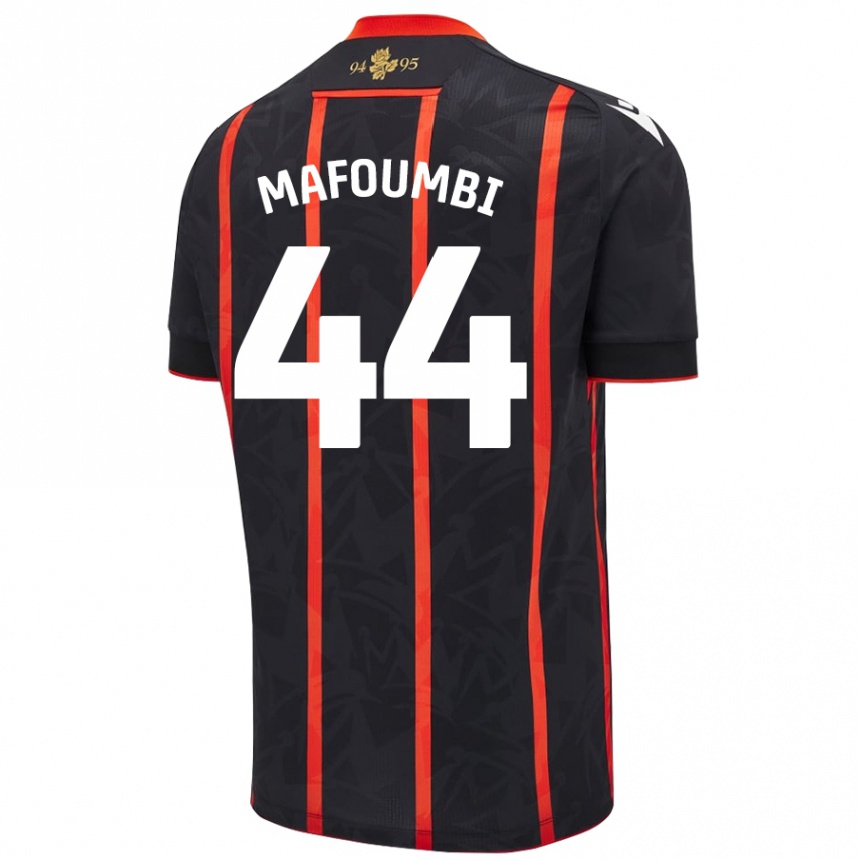 Kids Football Exaucé Mafoumbi #44 Black Red Away Jersey 2024/25 T-Shirt Nz