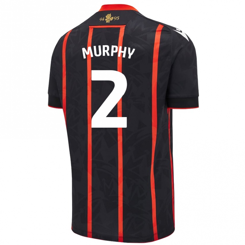 Kids Football Niamh Murphy #2 Black Red Away Jersey 2024/25 T-Shirt Nz