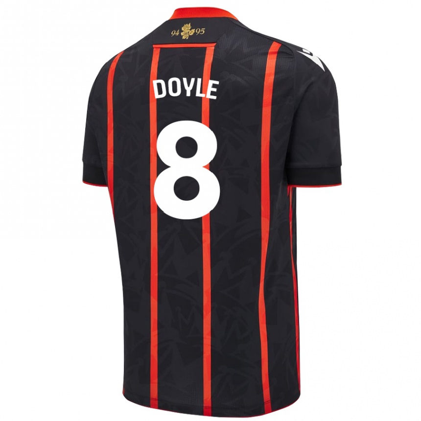 Kids Football Emma Doyle #8 Black Red Away Jersey 2024/25 T-Shirt Nz