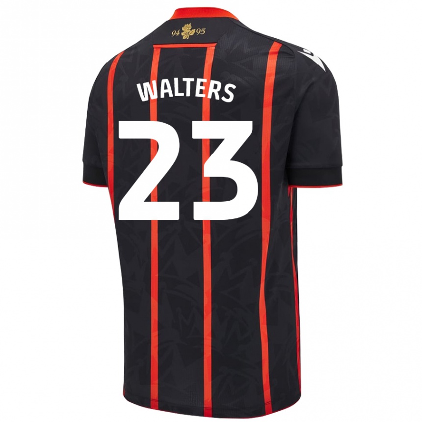 Kids Football Georgia Walters #23 Black Red Away Jersey 2024/25 T-Shirt Nz