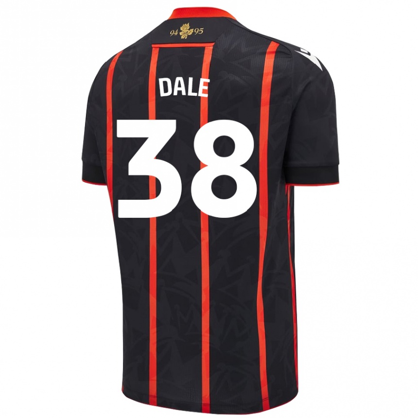 Kids Football Natasha Dale #38 Black Red Away Jersey 2024/25 T-Shirt Nz