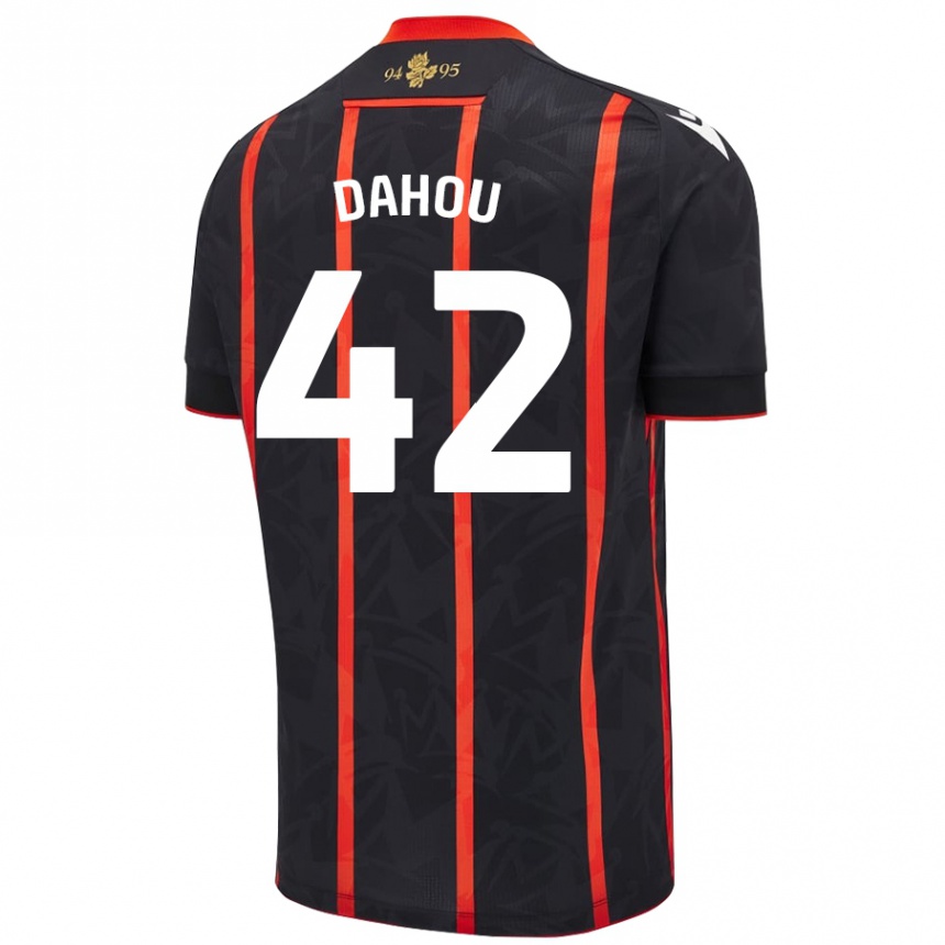 Kids Football Jemima Dahou #42 Black Red Away Jersey 2024/25 T-Shirt Nz