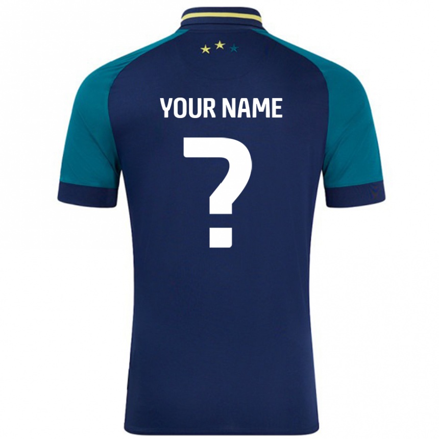 Kids Football Your Name #0 Navy Dark Green Away Jersey 2024/25 T-Shirt Nz