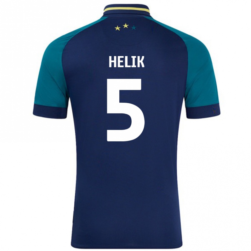 Kids Football Michal Helik #5 Navy Dark Green Away Jersey 2024/25 T-Shirt Nz