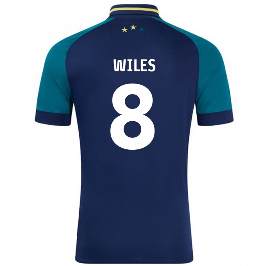 Kids Football Ben Wiles #8 Navy Dark Green Away Jersey 2024/25 T-Shirt Nz