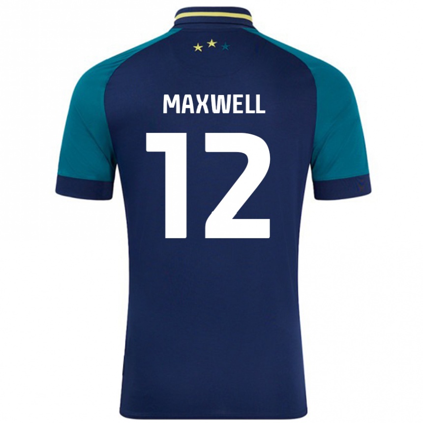 Kids Football Chris Maxwell #12 Navy Dark Green Away Jersey 2024/25 T-Shirt Nz