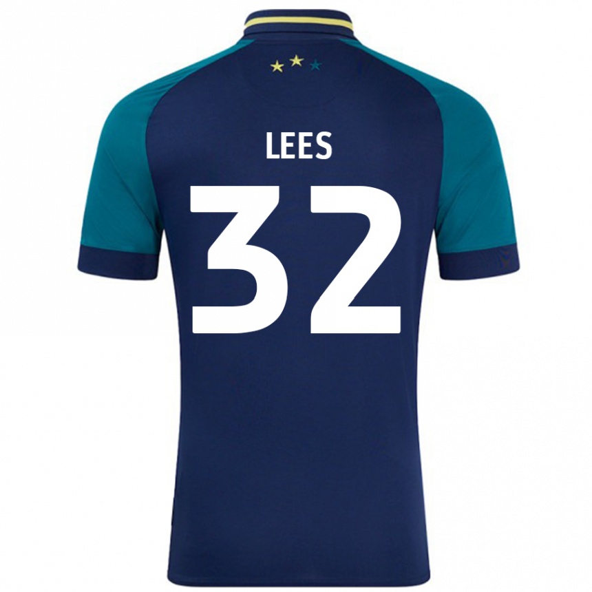 Kids Football Tom Lees #32 Navy Dark Green Away Jersey 2024/25 T-Shirt Nz