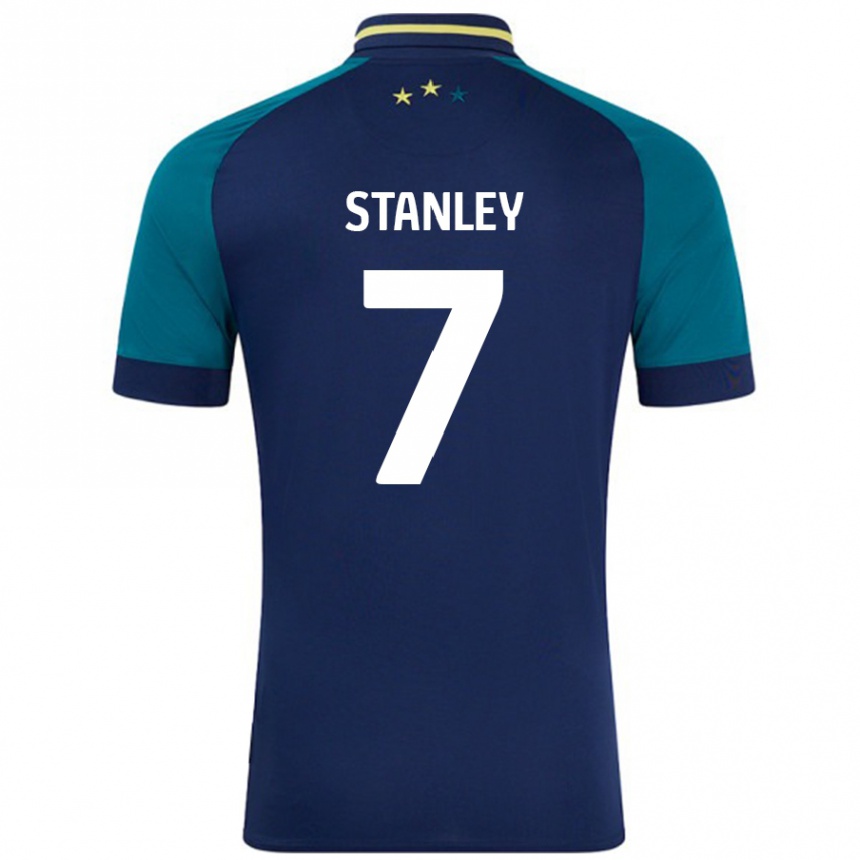 Kids Football Katie Stanley #7 Navy Dark Green Away Jersey 2024/25 T-Shirt Nz