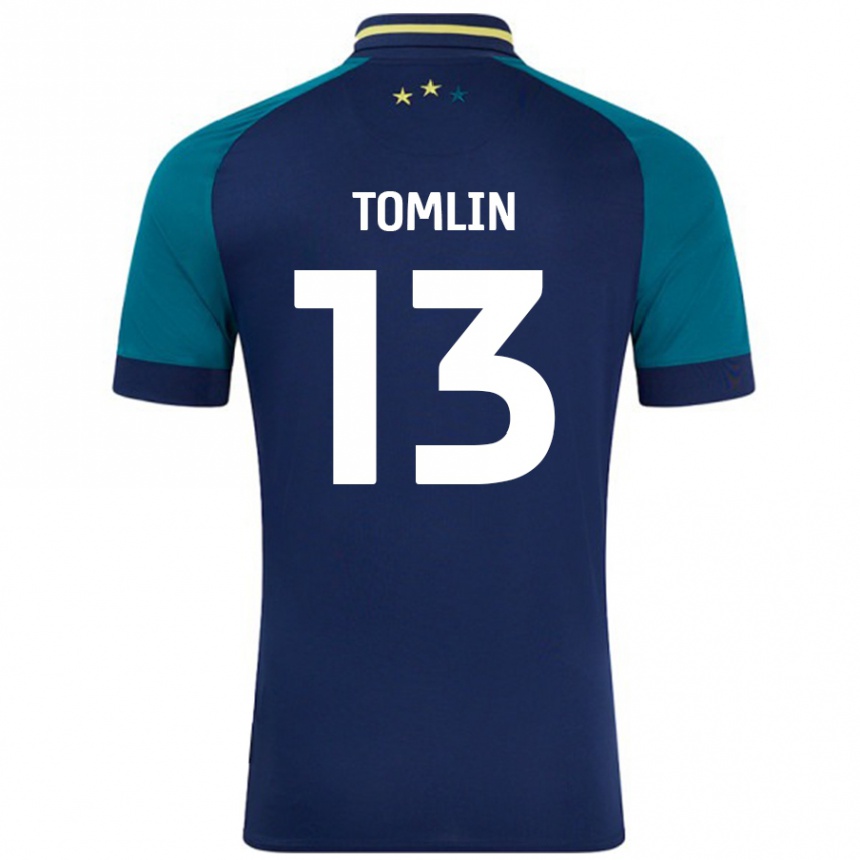 Kids Football Phoebe Tomlin #13 Navy Dark Green Away Jersey 2024/25 T-Shirt Nz