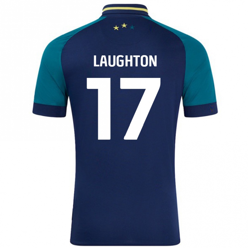 Kids Football Zoe Laughton #17 Navy Dark Green Away Jersey 2024/25 T-Shirt Nz