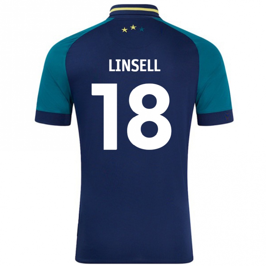 Kids Football Alice Linsell #18 Navy Dark Green Away Jersey 2024/25 T-Shirt Nz