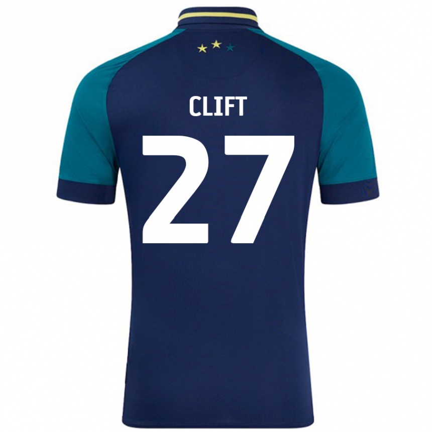 Kids Football Cassidy Clift #27 Navy Dark Green Away Jersey 2024/25 T-Shirt Nz