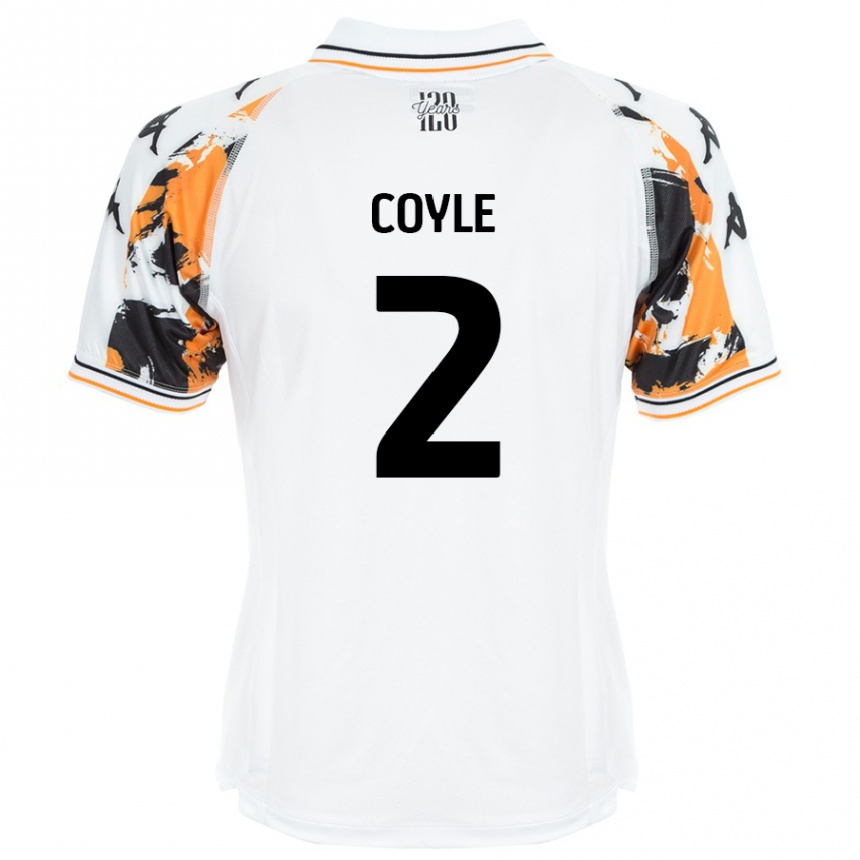 Kids Football Lewie Coyle #2 White Away Jersey 2024/25 T-Shirt Nz