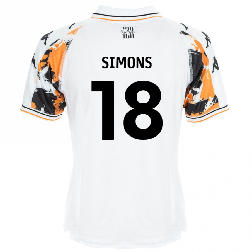 Kids Football Xavier Simons #18 White Away Jersey 2024/25 T-Shirt Nz