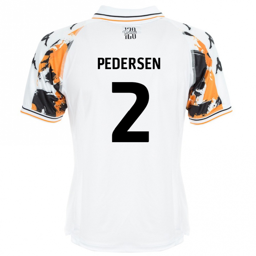 Kids Football Eden Pedersen #2 White Away Jersey 2024/25 T-Shirt Nz