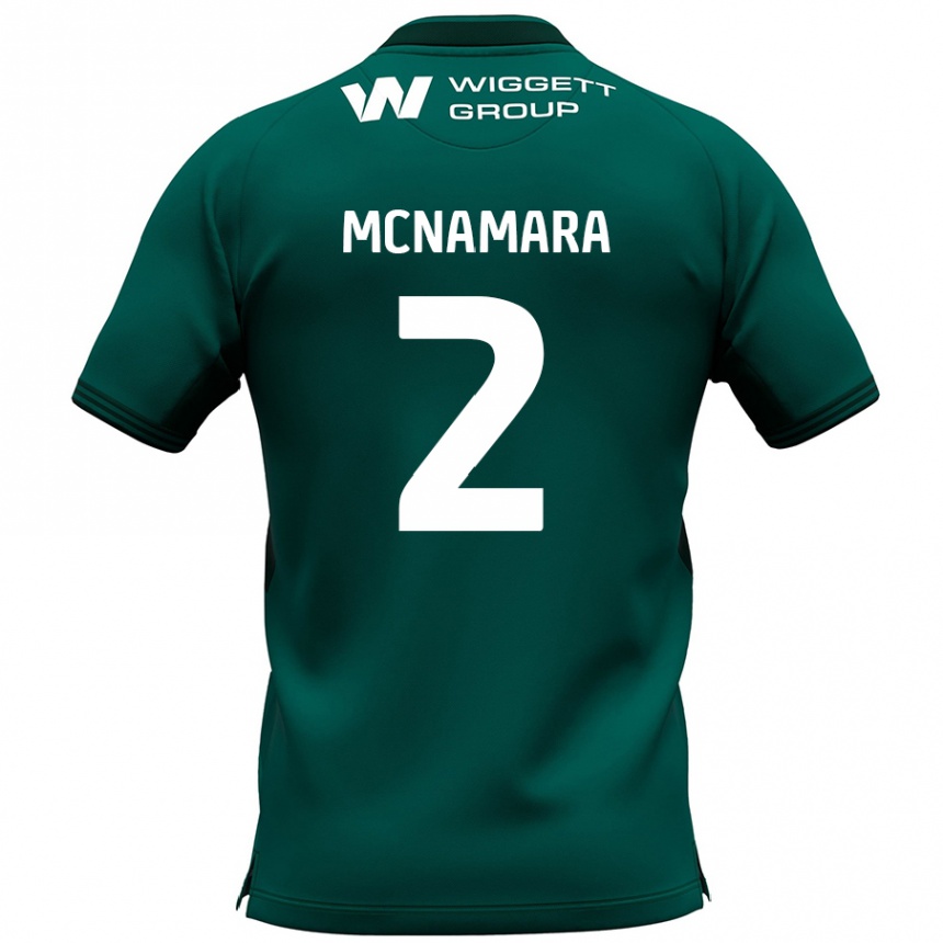 Kids Football Danny Mcnamara #2 Green Away Jersey 2024/25 T-Shirt Nz