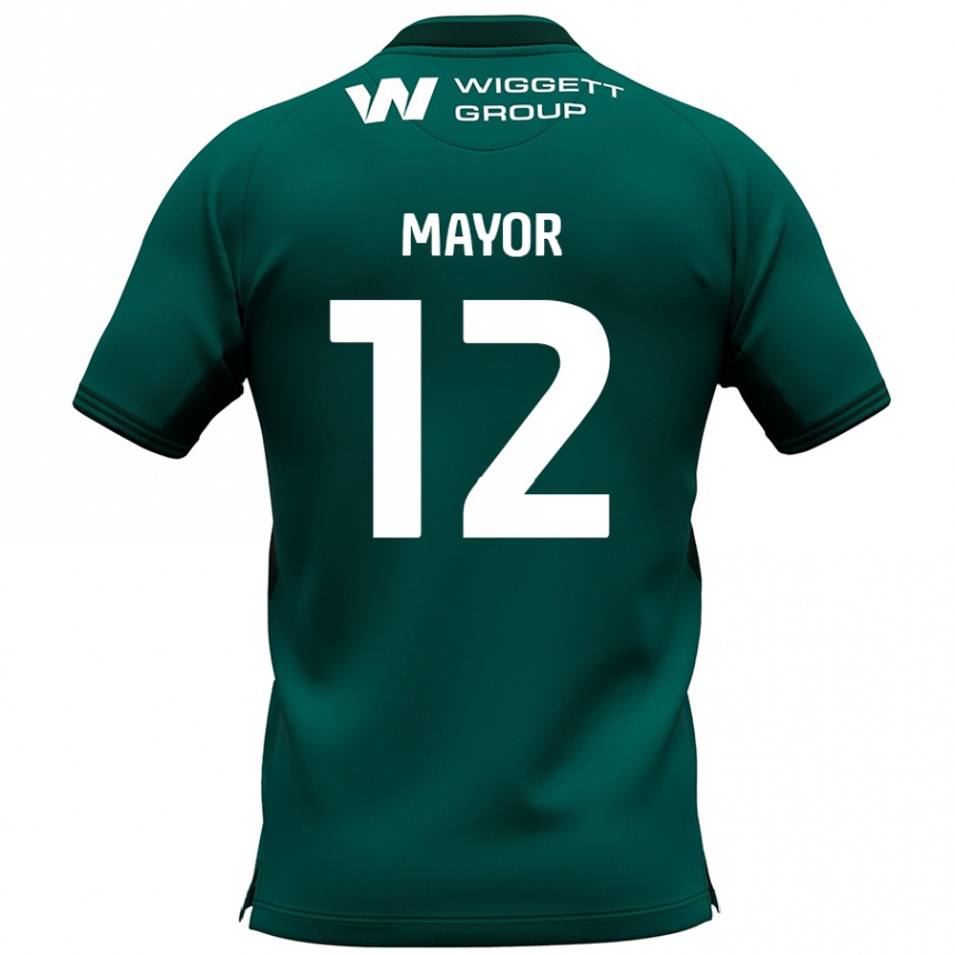 Kids Football Adam Mayor #12 Green Away Jersey 2024/25 T-Shirt Nz