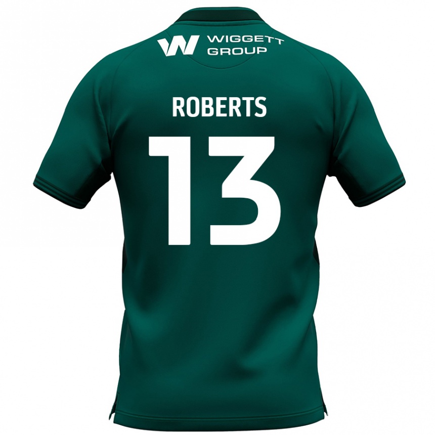 Kids Football Liam Roberts #13 Green Away Jersey 2024/25 T-Shirt Nz