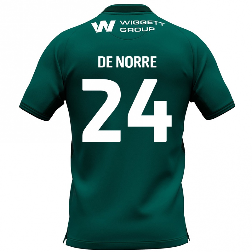 Kids Football Casper De Norre #24 Green Away Jersey 2024/25 T-Shirt Nz