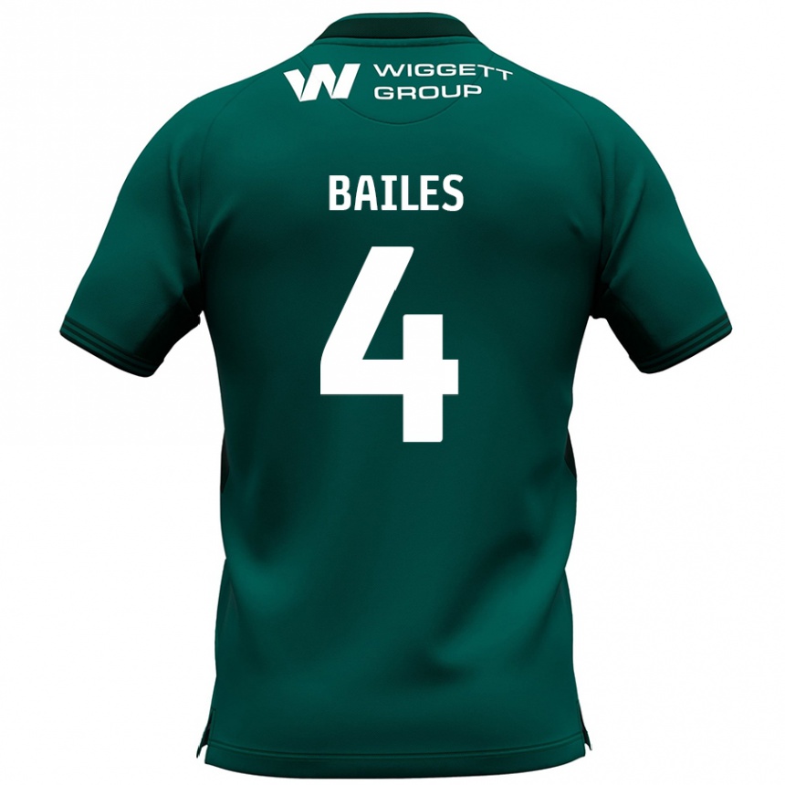 Kids Football Freya Bailes #4 Green Away Jersey 2024/25 T-Shirt Nz