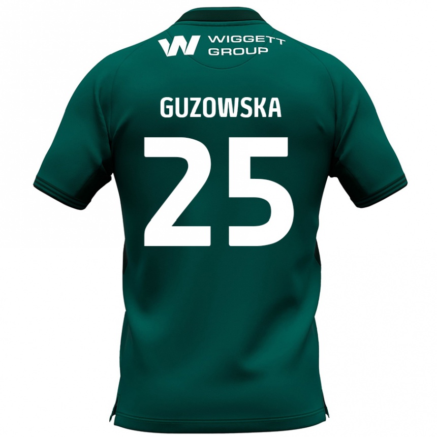 Kids Football Sara Guzowska #25 Green Away Jersey 2024/25 T-Shirt Nz