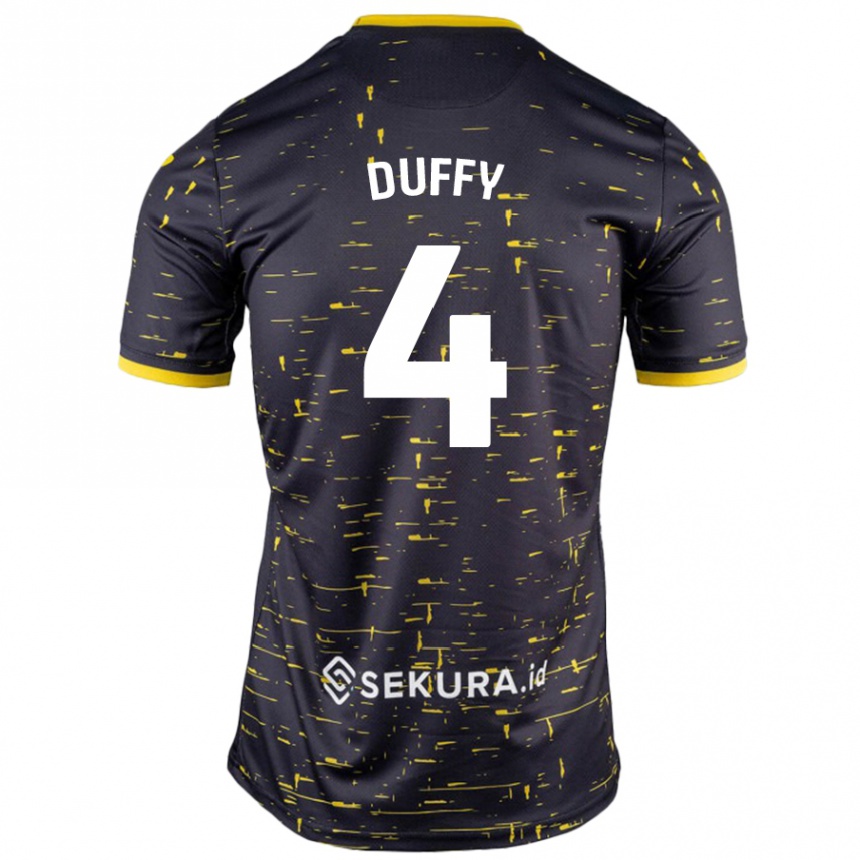 Kids Football Shane Duffy #4 Black Yellow Away Jersey 2024/25 T-Shirt Nz