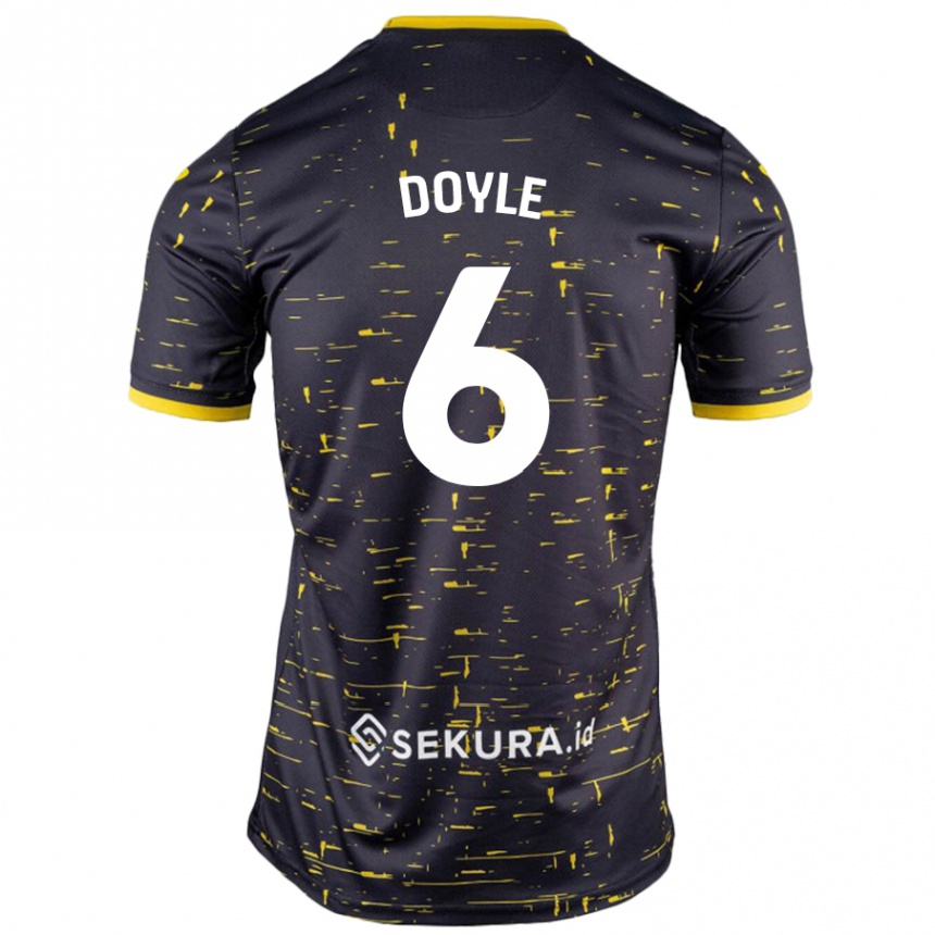 Kids Football Callum Doyle #6 Black Yellow Away Jersey 2024/25 T-Shirt Nz