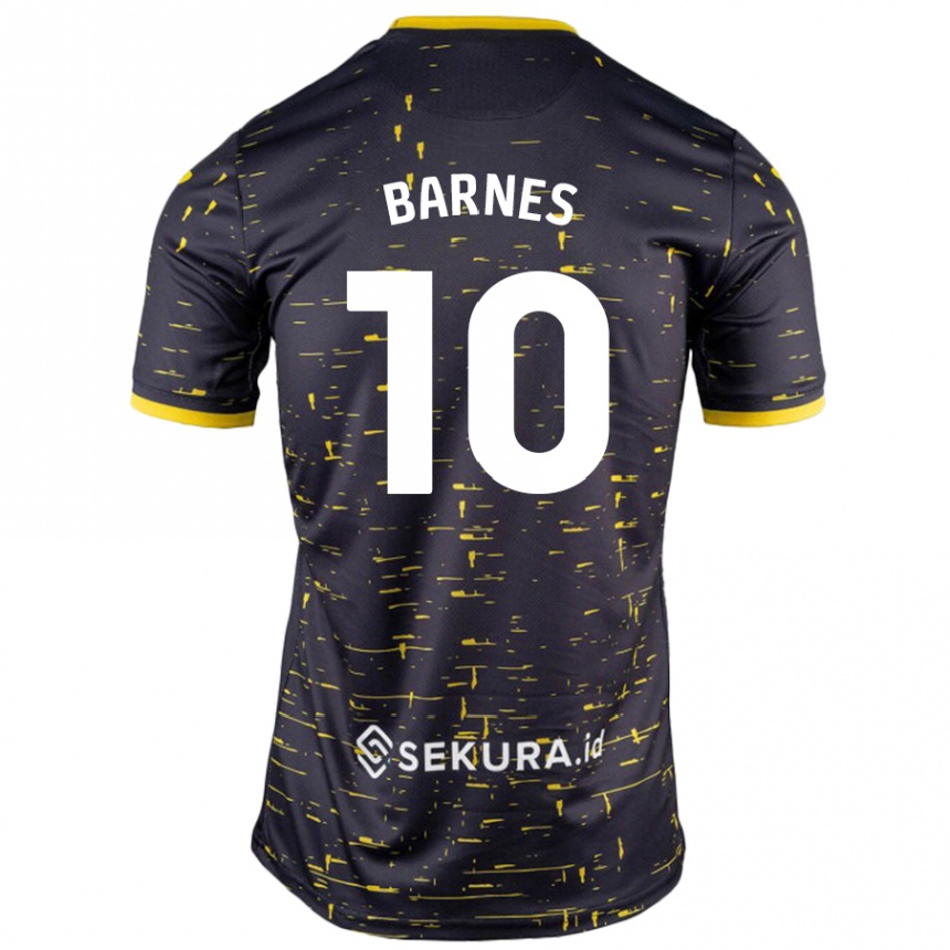 Kids Football Ashley Barnes #10 Black Yellow Away Jersey 2024/25 T-Shirt Nz