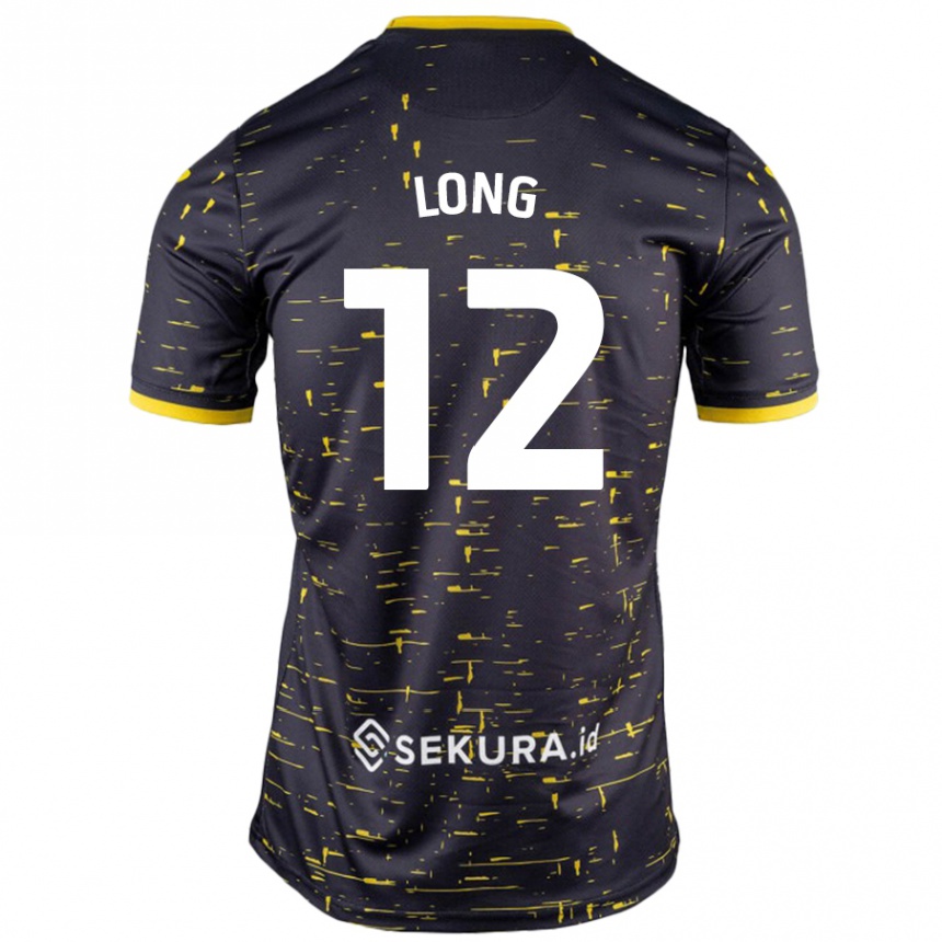 Kids Football George Long #12 Black Yellow Away Jersey 2024/25 T-Shirt Nz