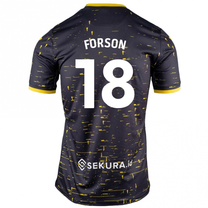 Kids Football Amankwah Forson #18 Black Yellow Away Jersey 2024/25 T-Shirt Nz