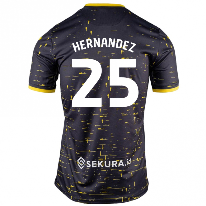 Kids Football Onel Hernández #25 Black Yellow Away Jersey 2024/25 T-Shirt Nz