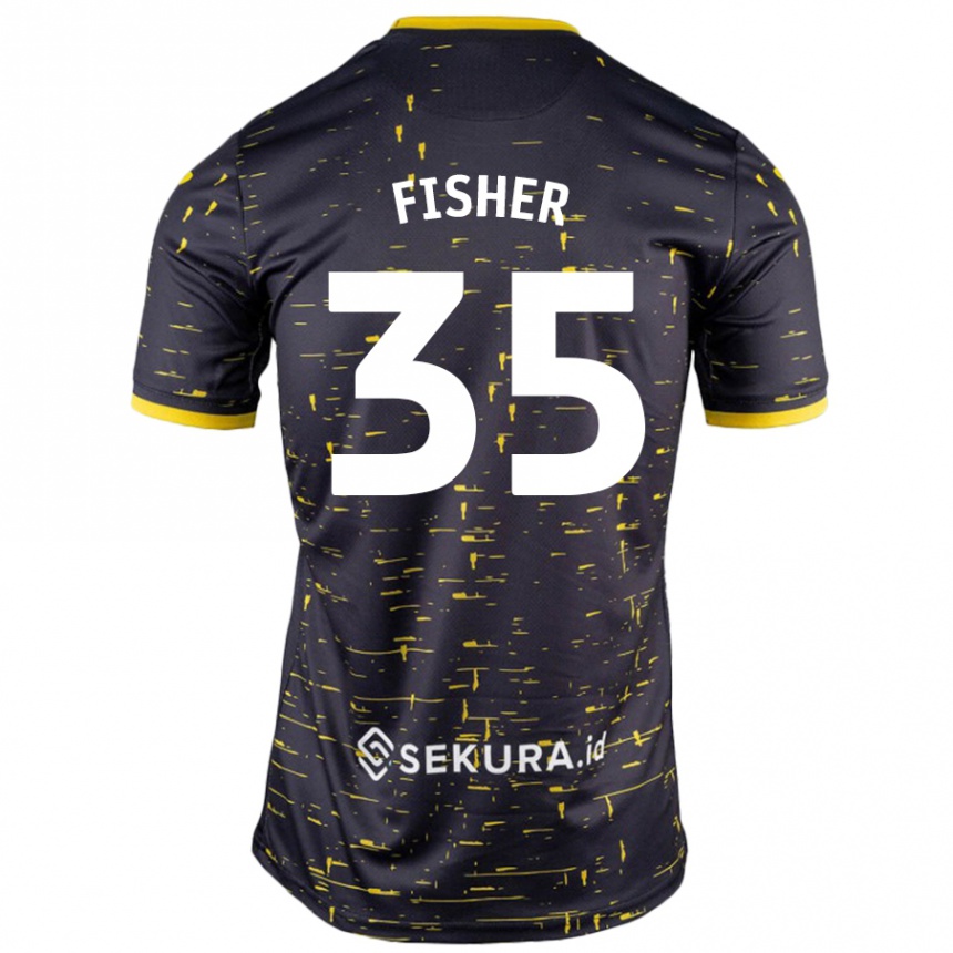 Kids Football Kellen Fisher #35 Black Yellow Away Jersey 2024/25 T-Shirt Nz