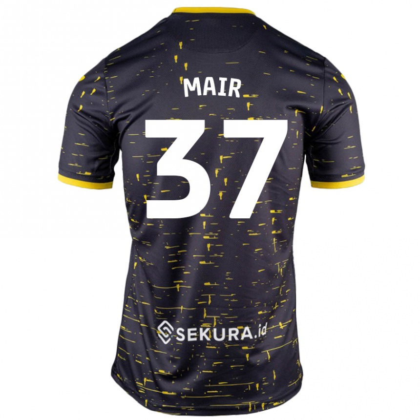 Kids Football Archie Mair #37 Black Yellow Away Jersey 2024/25 T-Shirt Nz