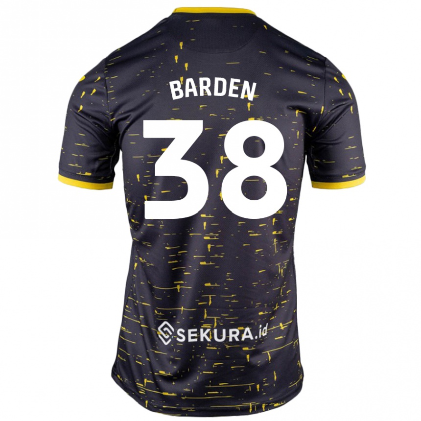 Kids Football Daniel Barden #38 Black Yellow Away Jersey 2024/25 T-Shirt Nz