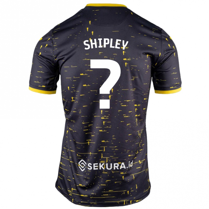 Kids Football Lewis Shipley #0 Black Yellow Away Jersey 2024/25 T-Shirt Nz