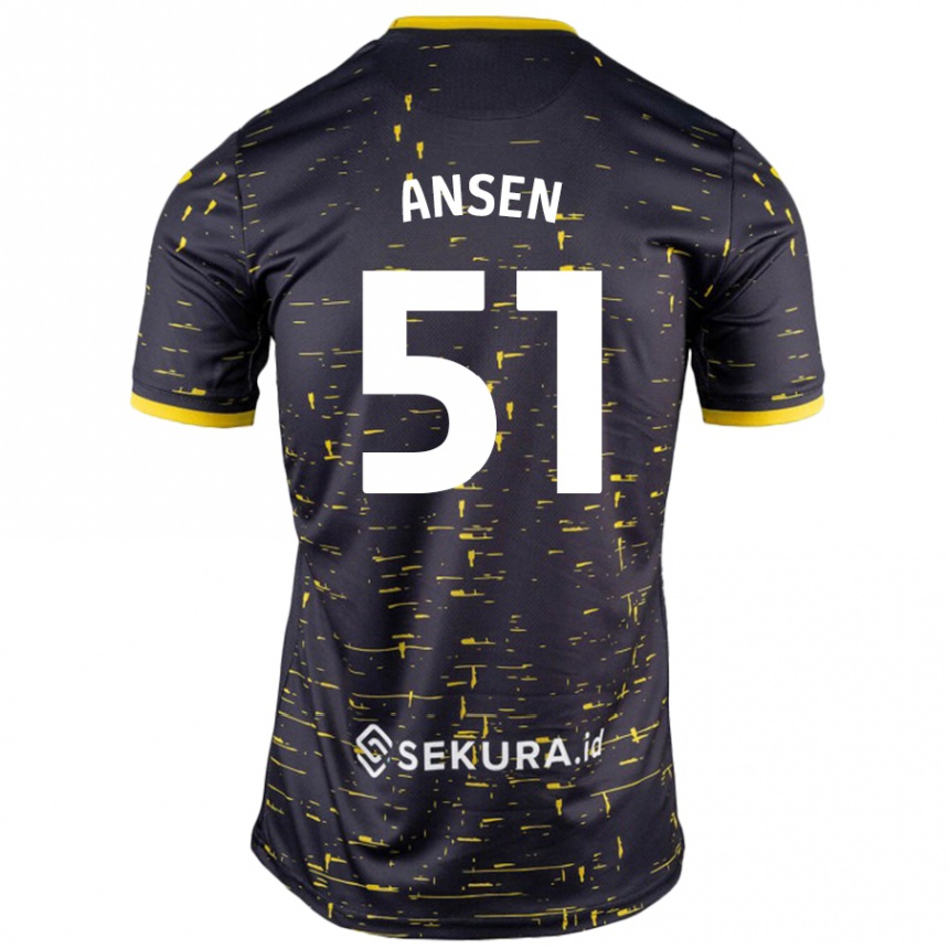 Kids Football Caleb Ansen #51 Black Yellow Away Jersey 2024/25 T-Shirt Nz