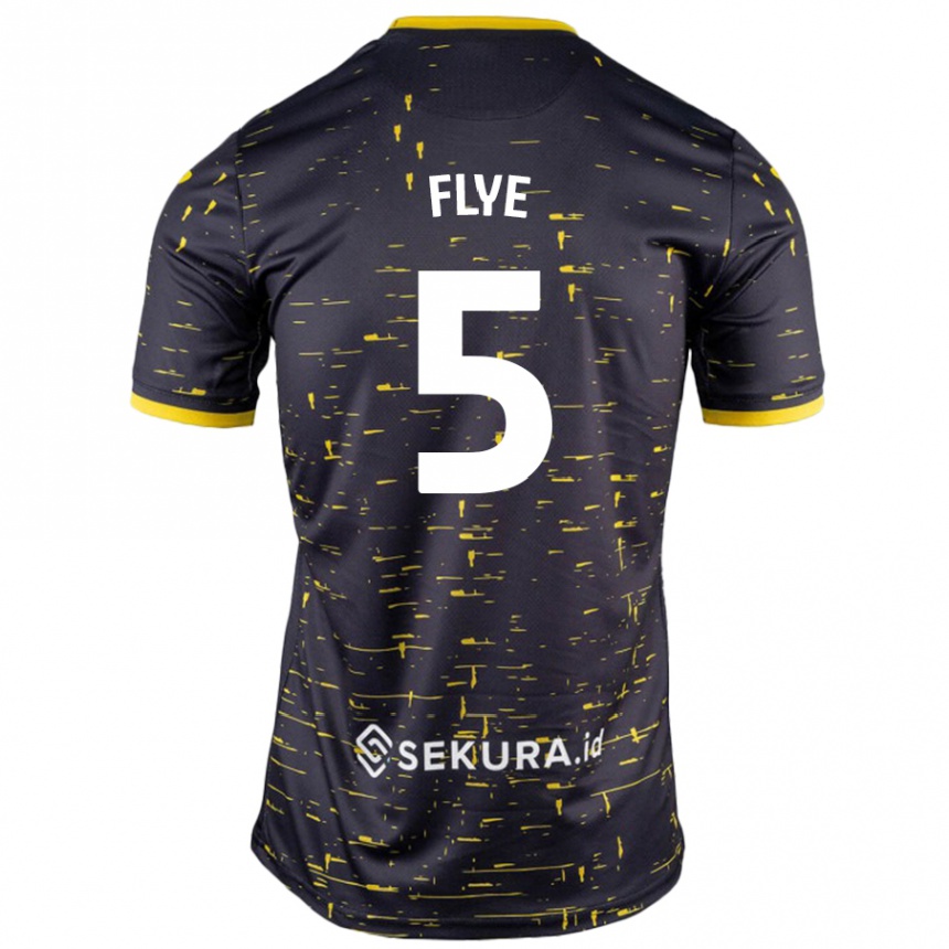 Kids Football Ceri Flye #5 Black Yellow Away Jersey 2024/25 T-Shirt Nz