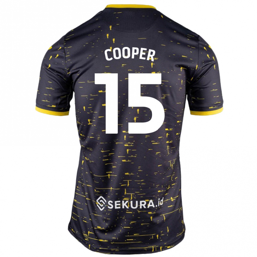 Kids Football Naomi Cooper #15 Black Yellow Away Jersey 2024/25 T-Shirt Nz