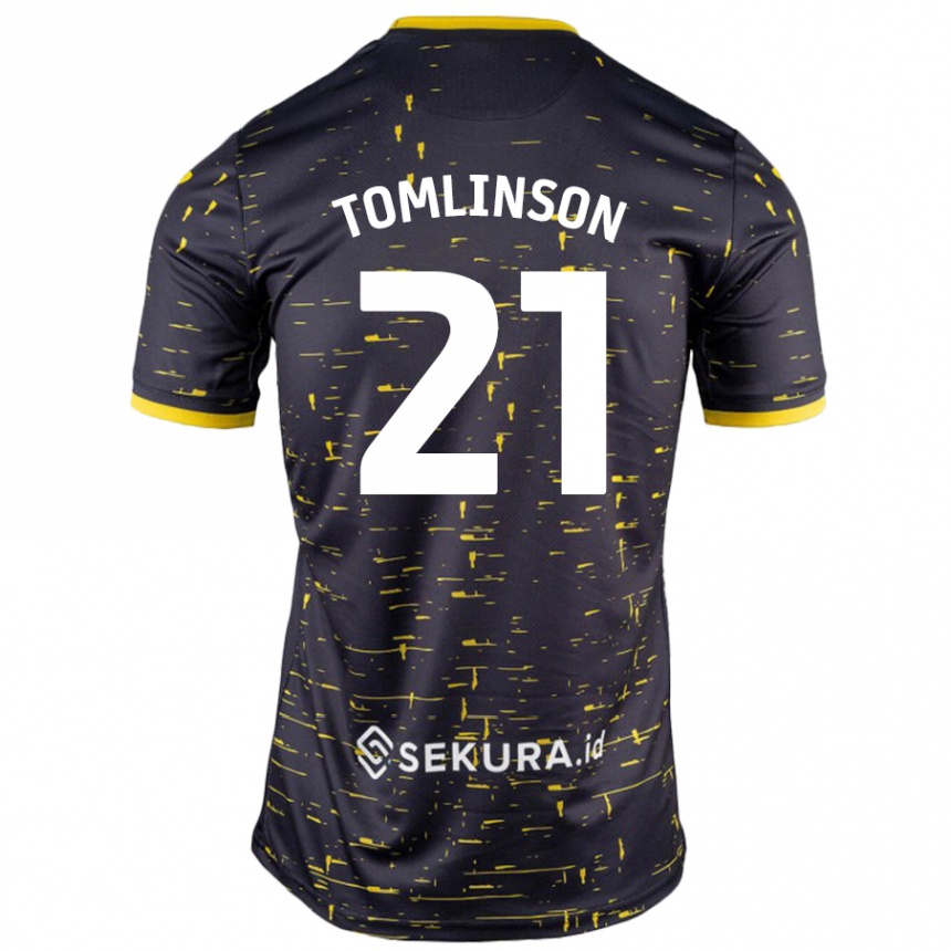 Kids Football Lauren Tomlinson #21 Black Yellow Away Jersey 2024/25 T-Shirt Nz