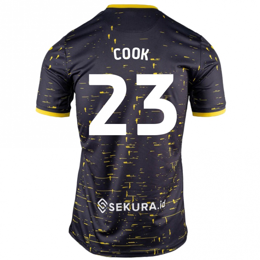 Kids Football Olivia Cook #23 Black Yellow Away Jersey 2024/25 T-Shirt Nz