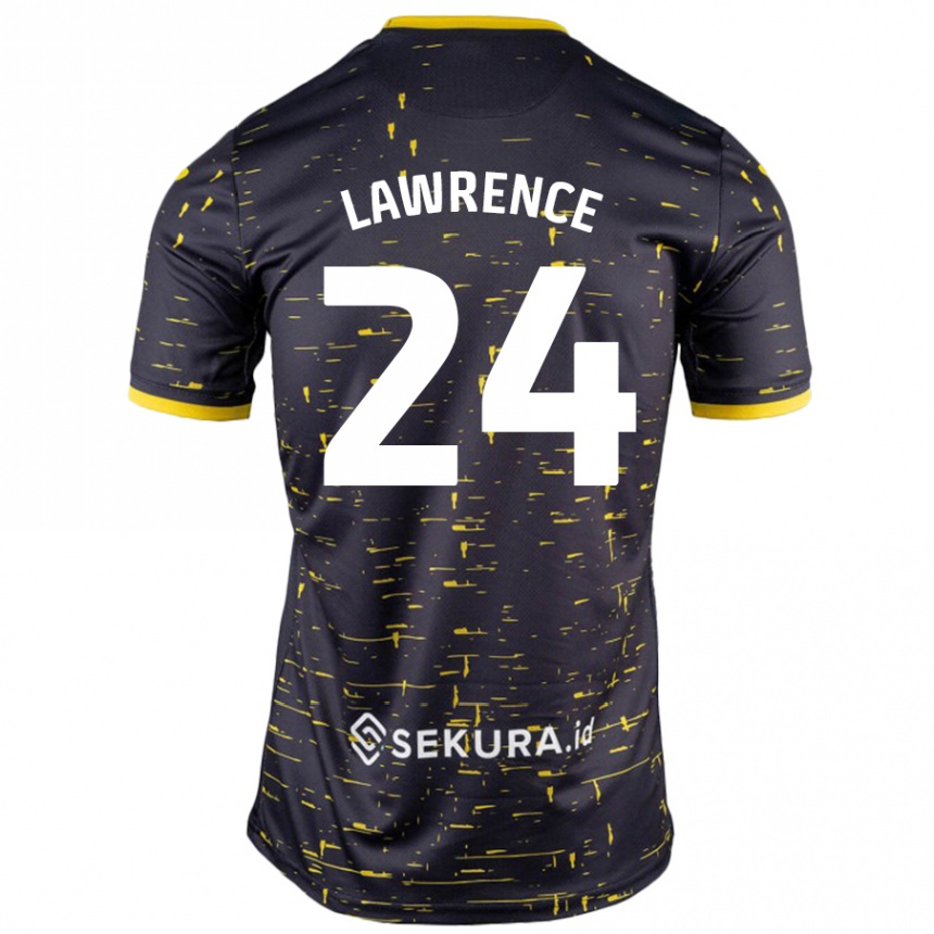 Kids Football Rachel Lawrence #24 Black Yellow Away Jersey 2024/25 T-Shirt Nz