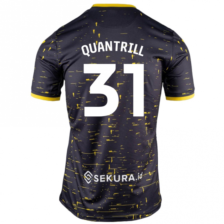 Kids Football Sarah Quantrill #31 Black Yellow Away Jersey 2024/25 T-Shirt Nz