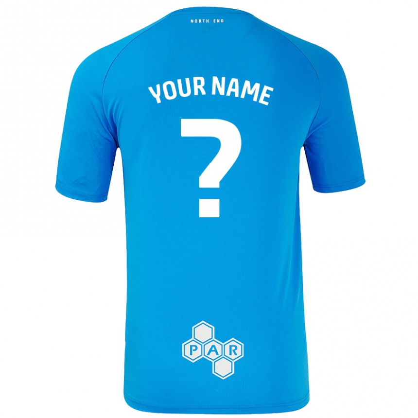 Kids Football Your Name #0 Sky Blue Away Jersey 2024/25 T-Shirt Nz