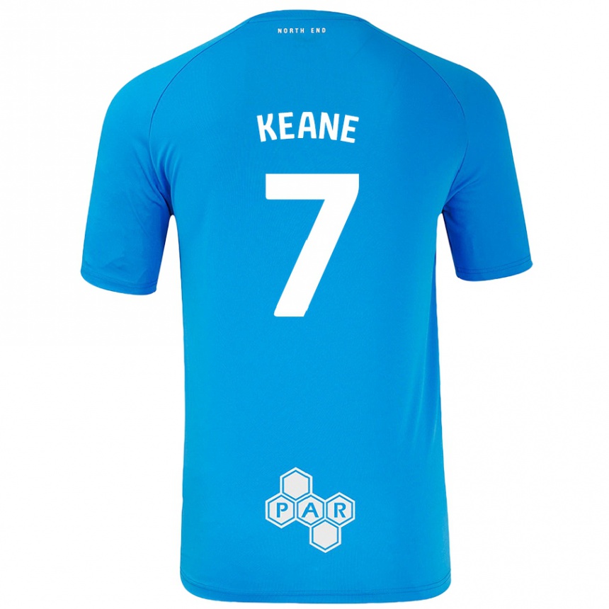 Kids Football Will Keane #7 Sky Blue Away Jersey 2024/25 T-Shirt Nz