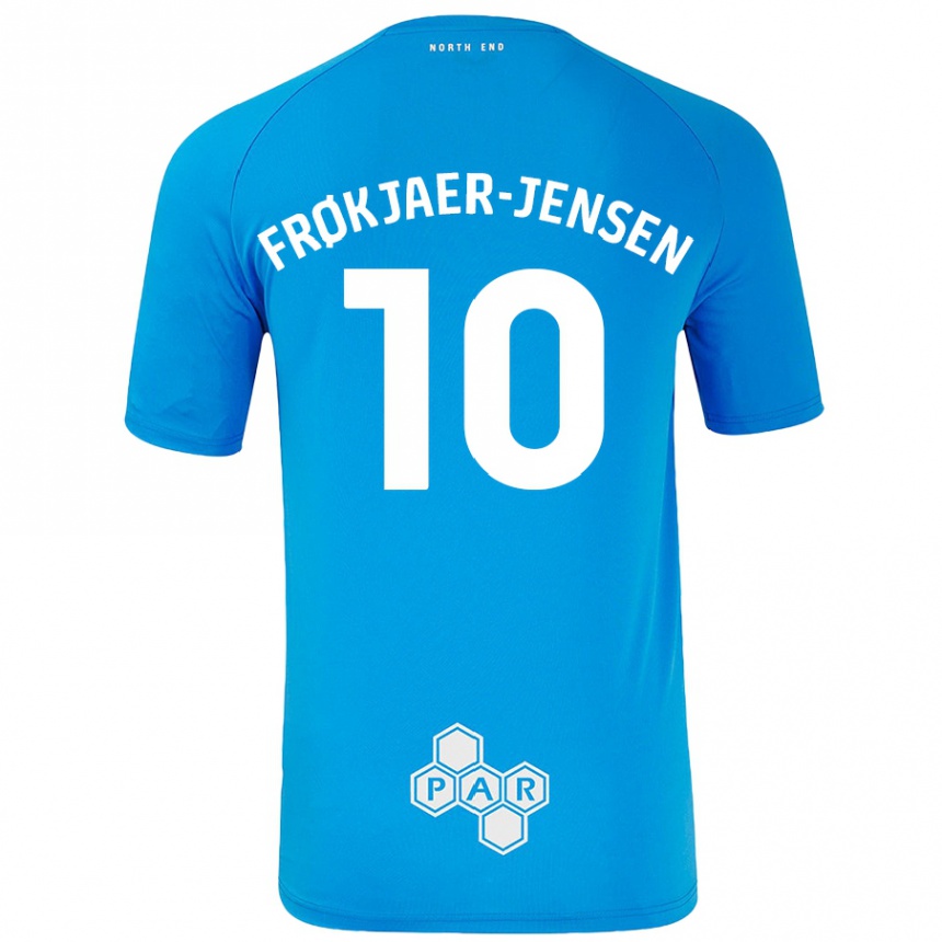 Kids Football Mads Frøkjaer-Jensen #10 Sky Blue Away Jersey 2024/25 T-Shirt Nz