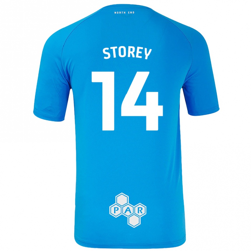 Kids Football Jordan Storey #14 Sky Blue Away Jersey 2024/25 T-Shirt Nz